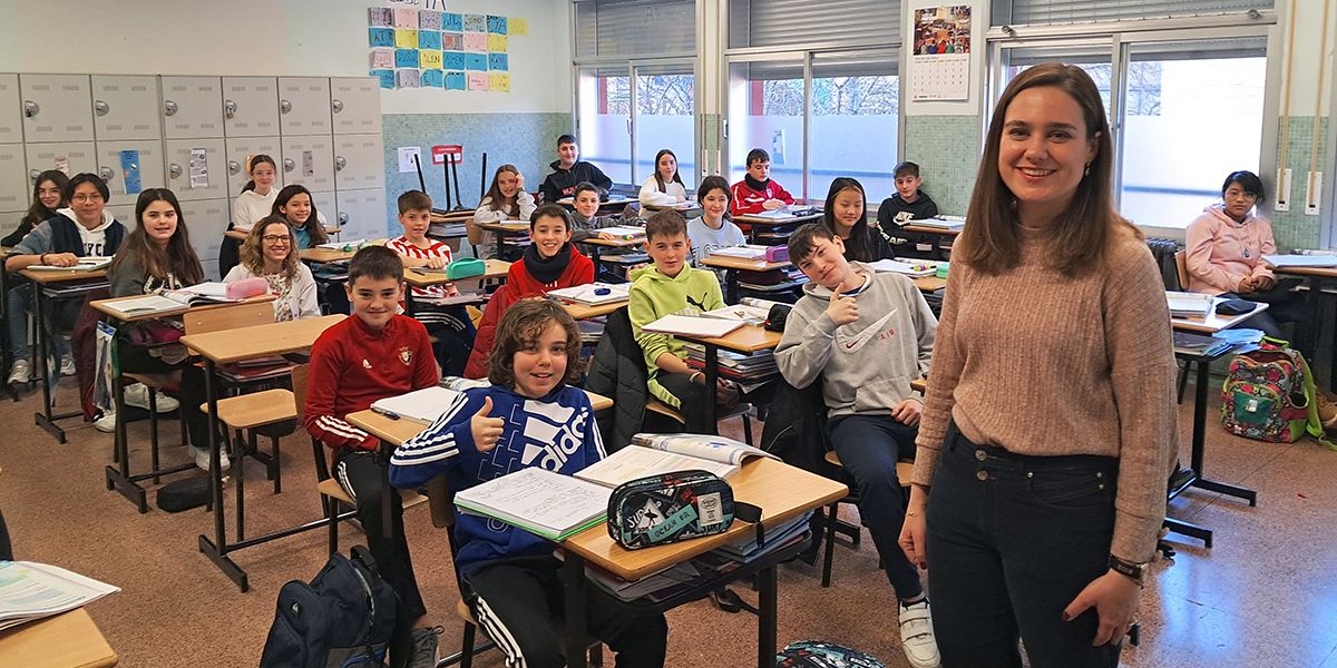 María en una clase erasmus en escolapios